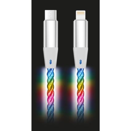 Aligator DATKP63 - USB-кабель USB-C / Lightning з LED-підсвічуванням, 30 Вт з підтримкою Power Delivery, 1,2 м