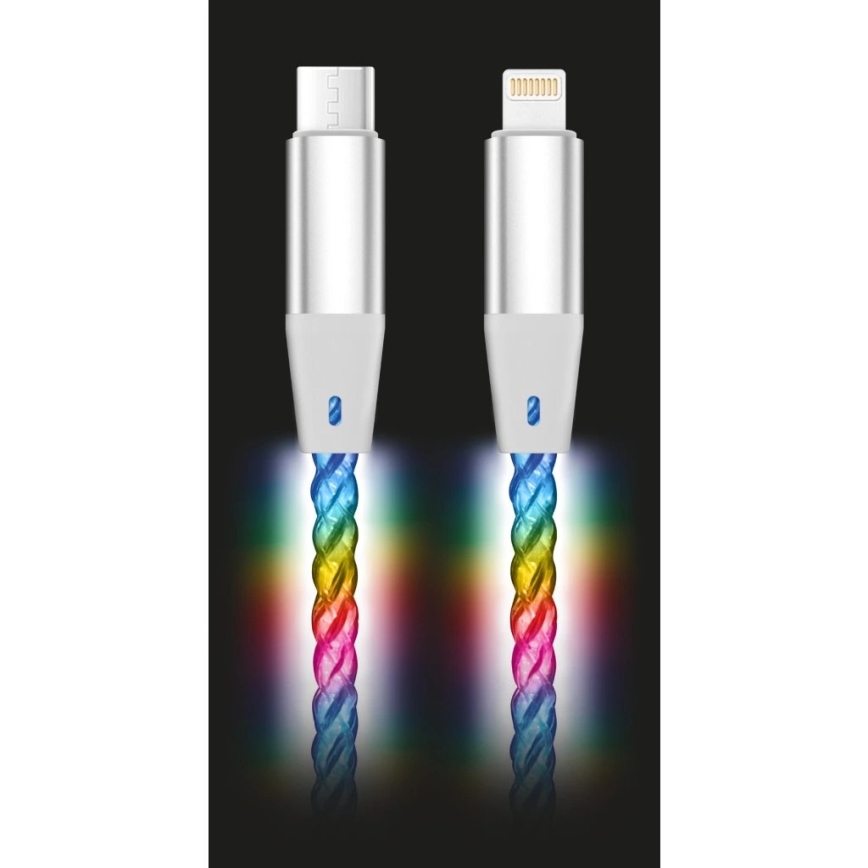 Aligator DATKP63 - USB-кабель USB-C / Lightning з LED-підсвічуванням, 30 Вт з підтримкою Power Delivery, 1,2 м