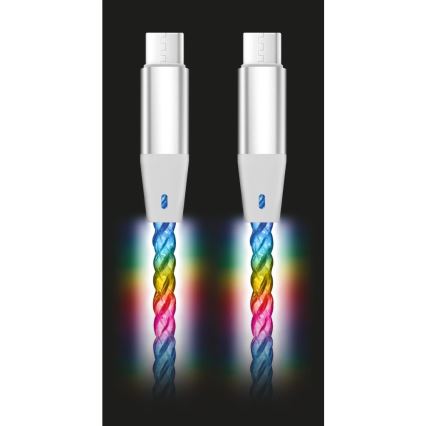 Aligator DATKP64 - USB-кабель USB-C / USB-C з LED-підсвічуванням, підтримка Power Delivery до 65 Вт, 0,5 м