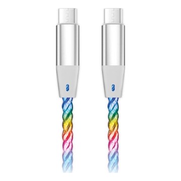 Aligator DATKP64 - USB-кабель USB-C / USB-C з LED-підсвічуванням, підтримка Power Delivery до 65 Вт, 0,5 м