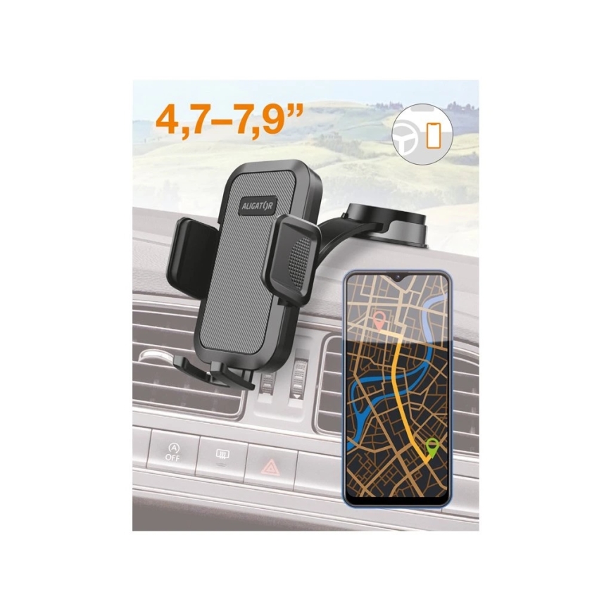 Aligator HA25 - автомобильный держатель для телефона с гибкой штангой, черный