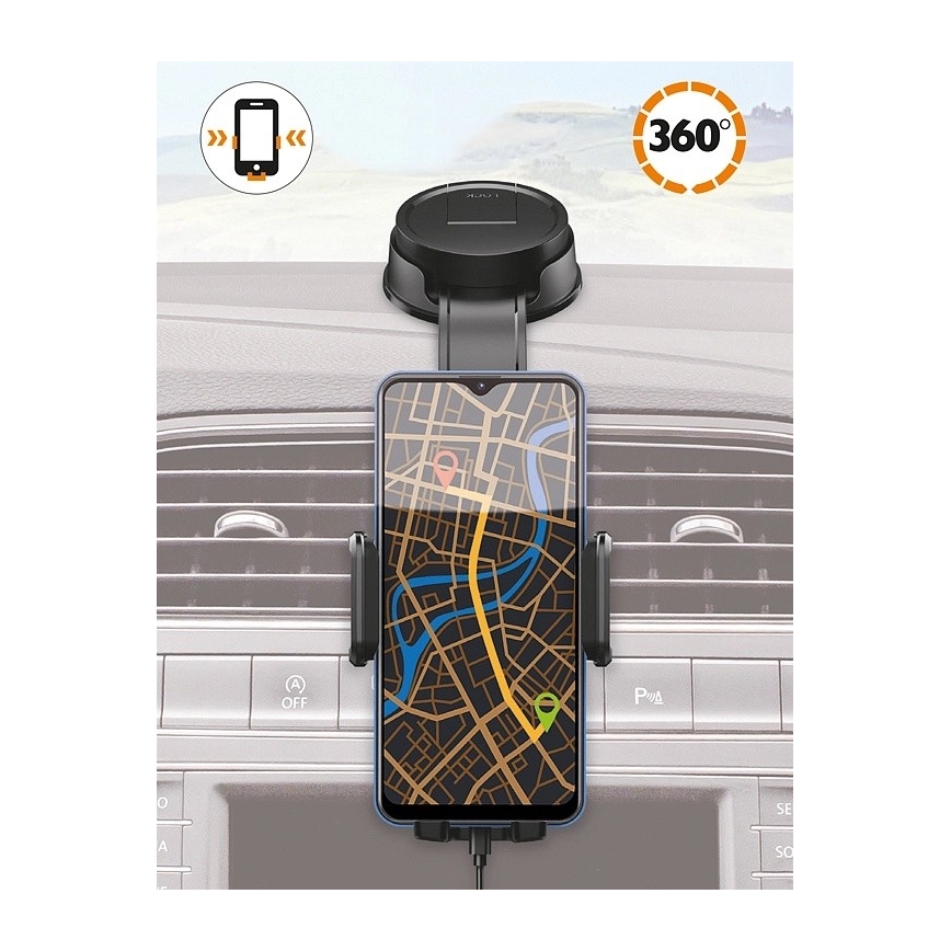 Aligator HA25 - автотримач для телефону з гнучким кронштейном, чорний