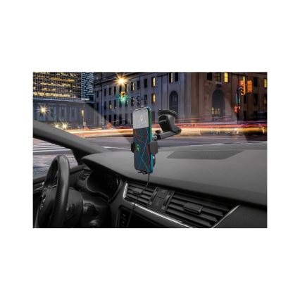 Aligator HAK2 - автомобільний тримач для телефону з автоматичним затиском і бездротовою зарядкою Qi 15 Вт, чорний