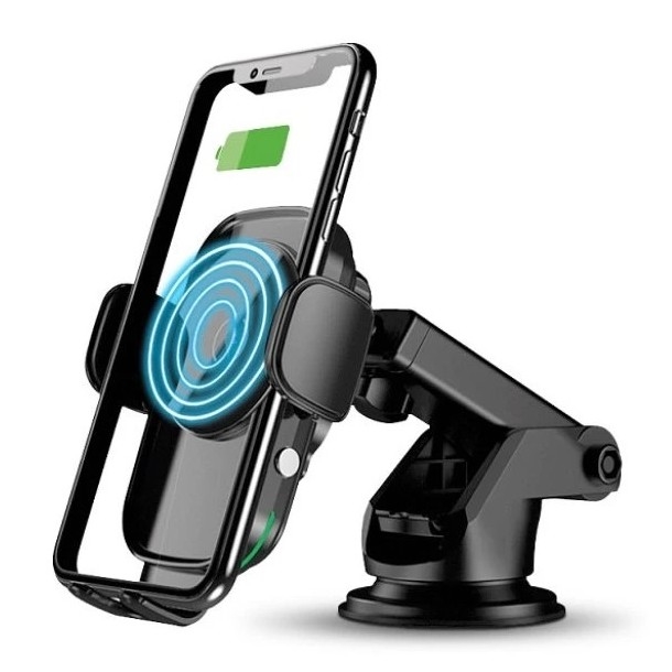 Aligator HAK2 - Автозажимной автомобильный держатель для телефона с беспроводной зарядкой Qi 15 Вт черный