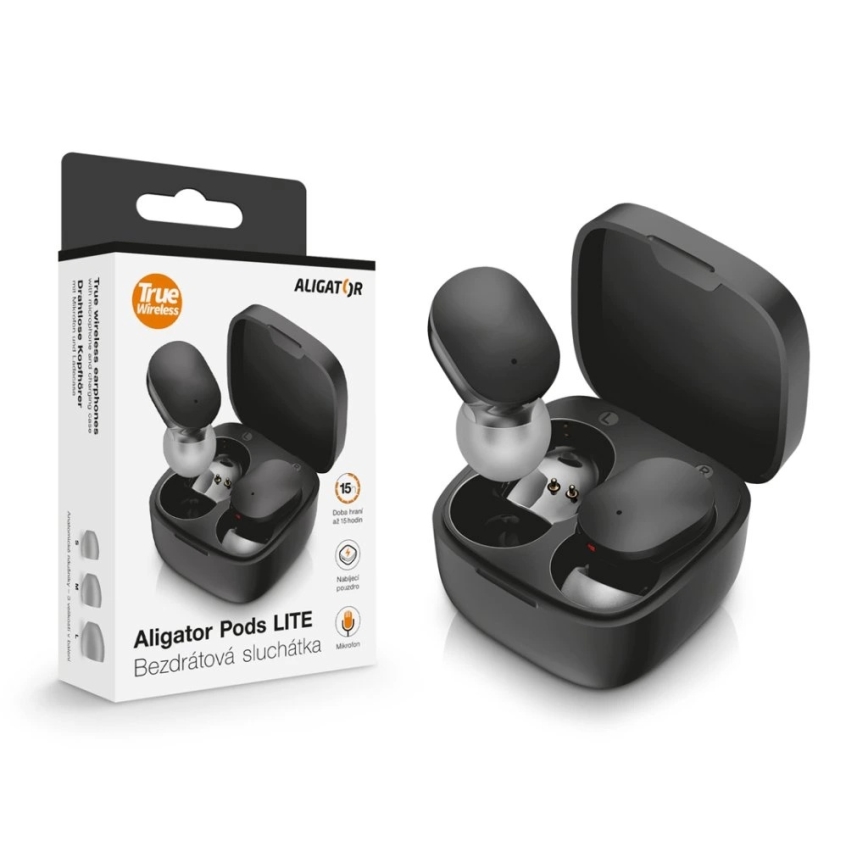 Aligator TWS05 - Беспроводные наушники Pods LITE 200 mAh + 2x 30 mAh IP30 черные