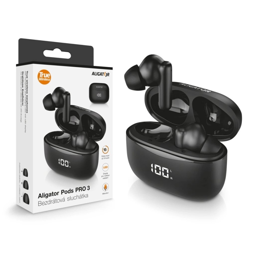 Aligator TWS06 - Беспроводные наушники Pods PRO 3 200 mAh + 2x 30 mAh IP30 черные