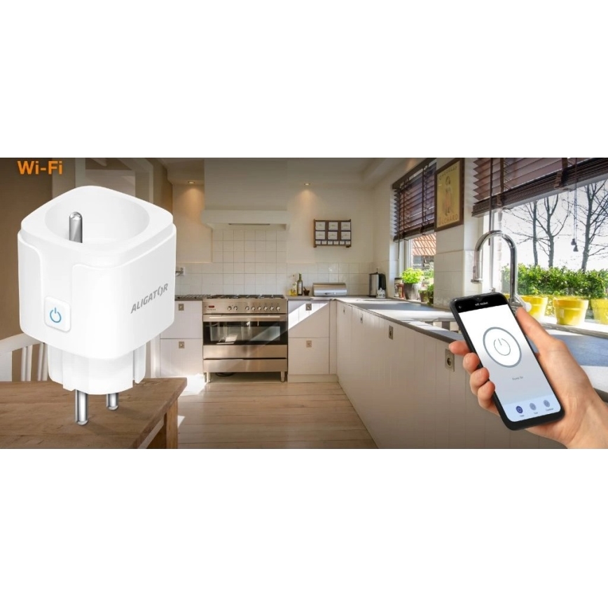 Aligator WAL001 - Умная розетка 3680 Вт/230 В/Тип E/16 А Wi‑Fi Tuya