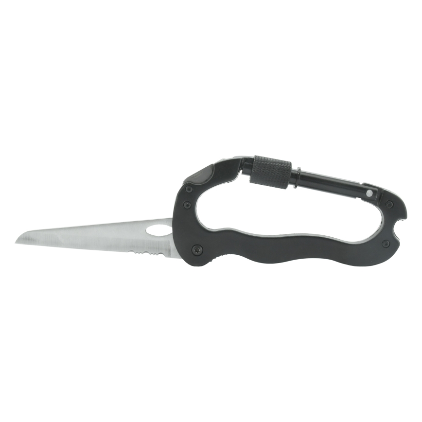 Алюмінієвий багатофункціональний карабін з фіксатором чорний