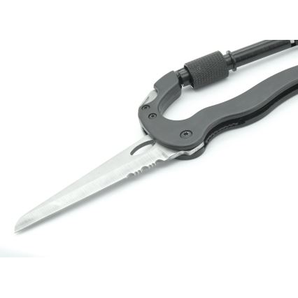 Алюмінієвий багатофункціональний карабін з фіксатором чорний