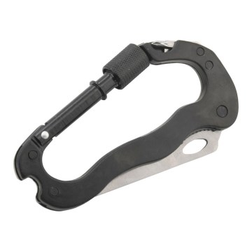 Алюмінієвий багатофункціональний карабін з фіксатором чорний