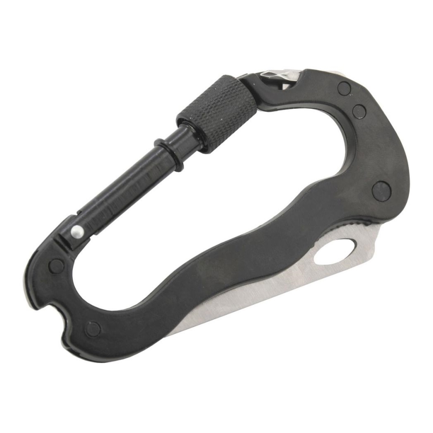 Алюмінієвий багатофункціональний карабін з фіксатором чорний