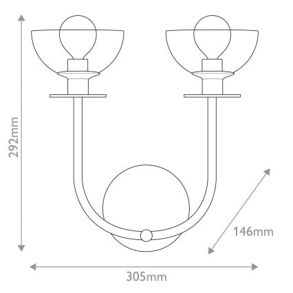 Alora Mood ALM-SYLVIA-2WB-BG-CL - Настінний світильник SYLVIA 2xE14/40W/230V золотистий
