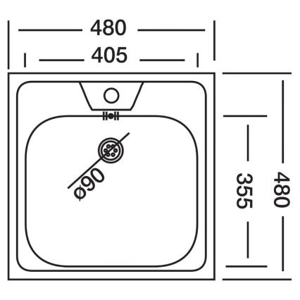 ALVEUS 1074634 - Кухонна мийка ALLUX 48x48 cm, нержавіюча сталь, сатинова поверхня