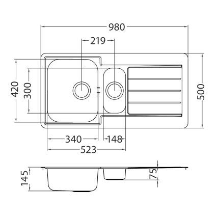 ALVEUS 1082440 - Кухонна мийка LINE 98x50 см нержавіюча сталь/сатин