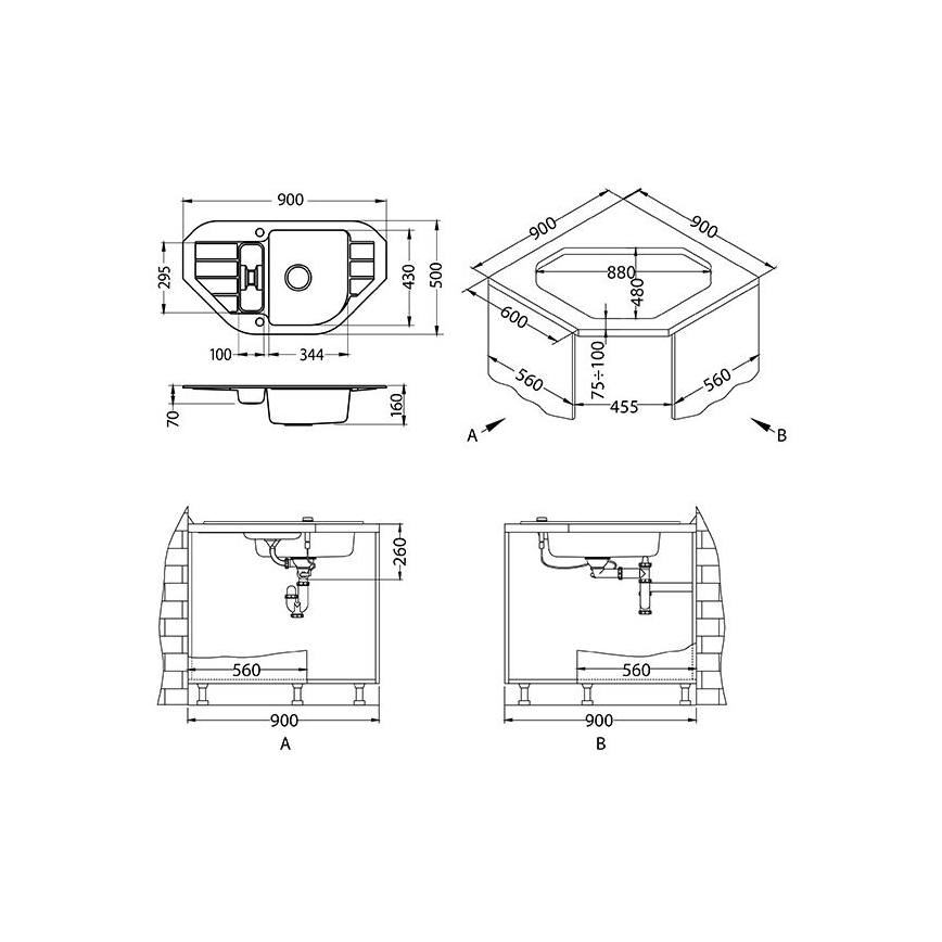 ALVEUS 1090940 - Кухонна мийка NIAGARA 90x50 см граніт/чорний