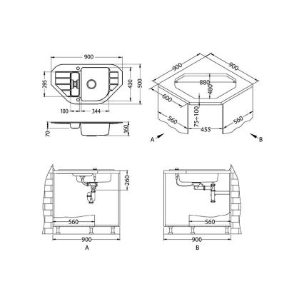 ALVEUS 1100889 - Кухонная раковина NIAGARA 90x50 см гранит/белый