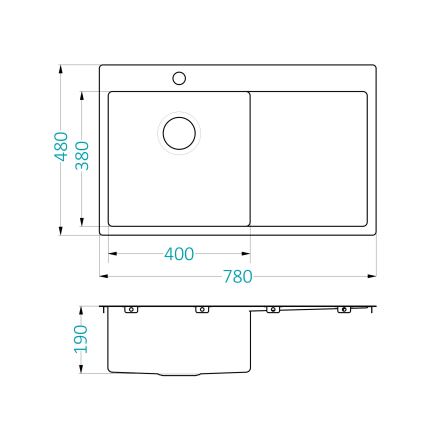 ALVEUS 1124384 - Кухонная раковина QUARTO 78x48 см сатин