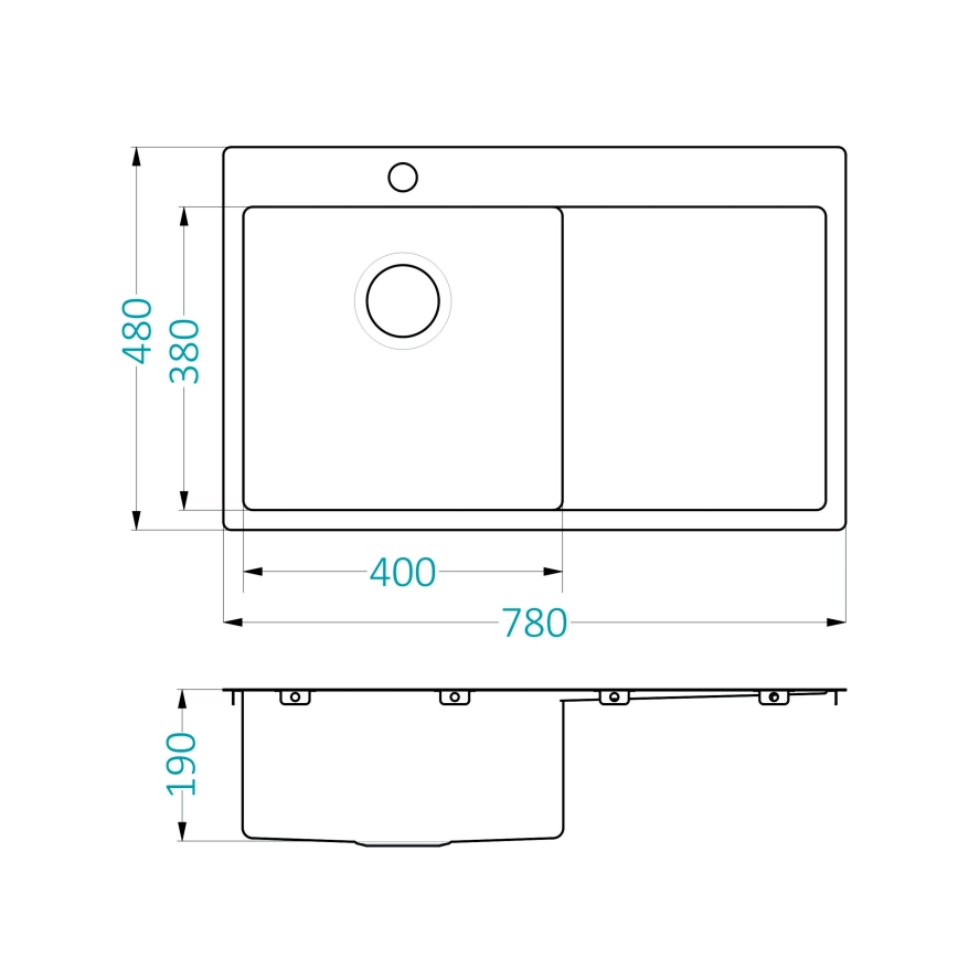 ALVEUS 1124384 - Кухонная раковина QUARTO 78x48 см сатин