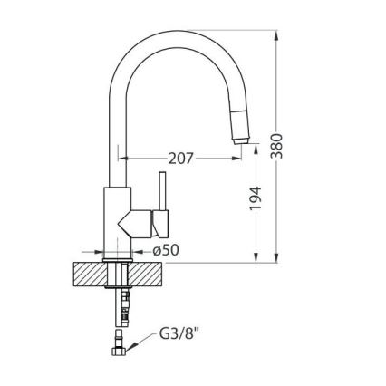 ALVEUS 1129021 - Змішувач для мийки з висувним душем DELOS 38 см, блискучий хром
