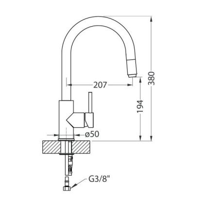 ALVEUS 1129022 - Змішувач для раковини з висувним душем DELOS 38 см граніт/чорний