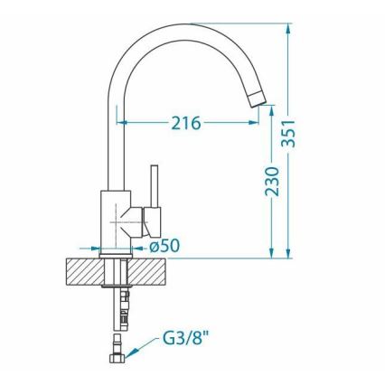 ALVEUS 1129028 - Смеситель для мойки ELZA 35,1 см матовая сталь