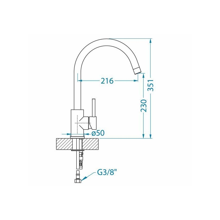 ALVEUS 1129028 - змішувач для мийки ELZA 35,1 см, нержавіюча сталь