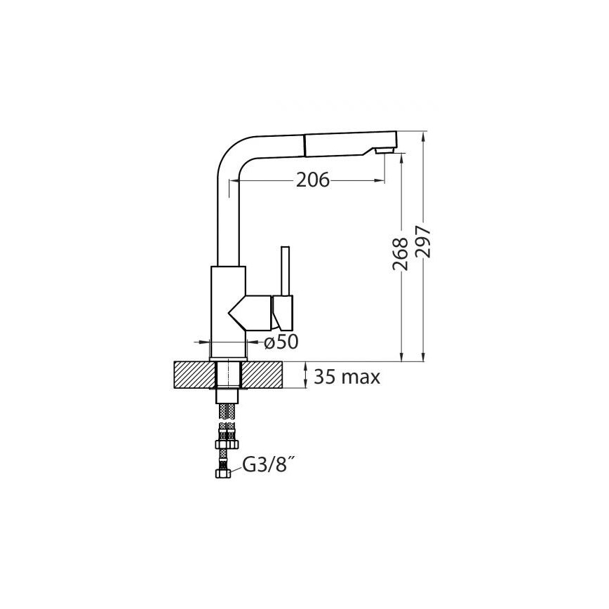 ALVEUS 1129045 - Змішувач для раковини з висувним душем SIROS 29,7 см граніт/бежевий