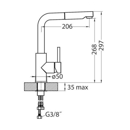 ALVEUS 1129048 - Змішувач для раковини з висувним душем SIROS 29,7 см граніт/чорний