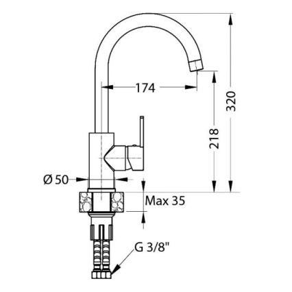 ALVEUS 1129052 - Смеситель для мойки TONIA 34 см гранит/черный