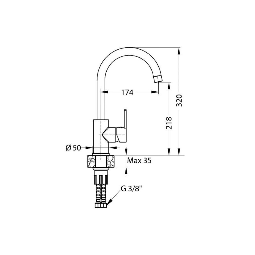 ALVEUS 1129052 - Смеситель для мойки TONIA 34 см гранит/черный