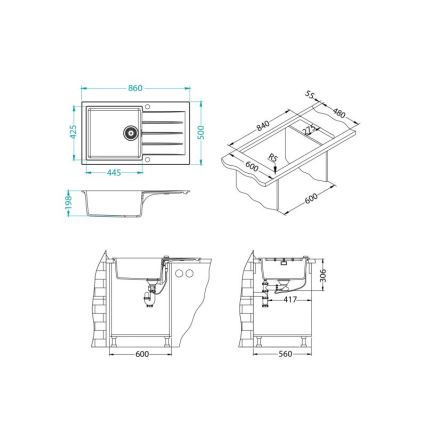 ALVEUS 1132029 - Кухонная раковина CADIT 86x50 см гранит/бежевый