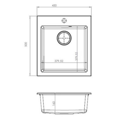 ALVEUS 1133432 - Кухонная раковина CORTINA 50x45 см гранит/черный