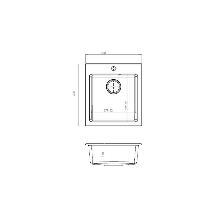 ALVEUS 1133432 - Кухонная раковина CORTINA 50x45 см гранит/черный