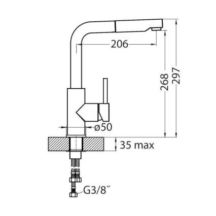 ALVEUS 1135365 - Смеситель для мойки с выдвижным душем SARA 29,7 см, блестящий хром