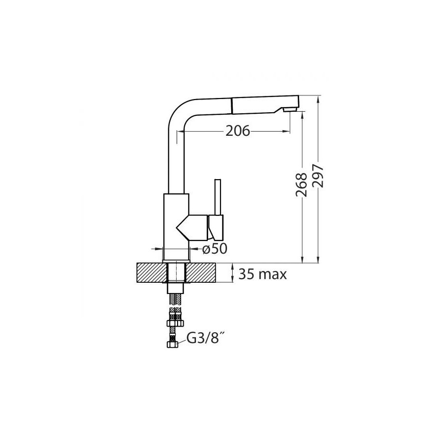 ALVEUS 1135365 - Смеситель для мойки с выдвижным душем SARA 29,7 см, блестящий хром