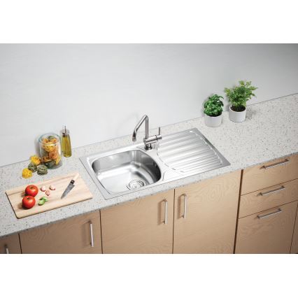 ALVEUS 1136539 - Кухонная раковина BASIC 78x43,5 см матовая сталь/сатин, большой отвод