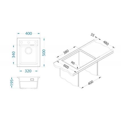 ALVEUS 1139079 - Кухонна мийка ATROX 50x40 см граніт/білий