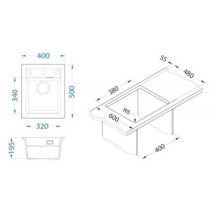 ALVEUS 1139769 - Кухонная раковина ATROX 50x40 см гранит/бежевый