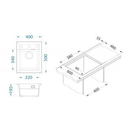 ALVEUS 1139771 - Кухонная раковина ATROX 50x40 см гранит/черный