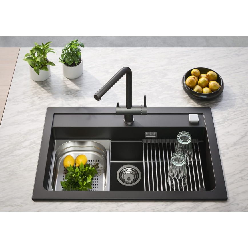 ALVEUS 1139808 - Змішувач для раковини AGUILA 33,3 см граніт/чорний