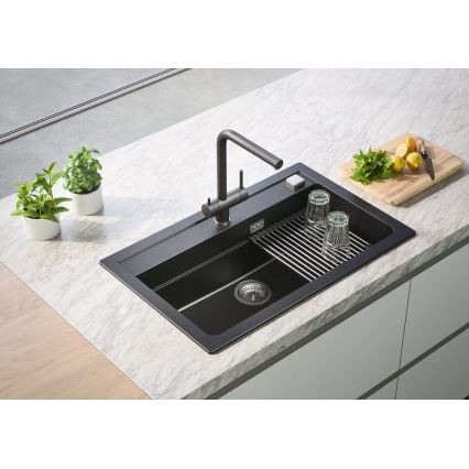ALVEUS 1139808 - Змішувач для раковини AGUILA 33,3 см граніт/чорний