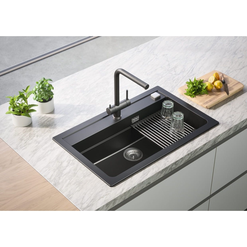 ALVEUS 1139808 - Змішувач для раковини AGUILA 33,3 см граніт/чорний