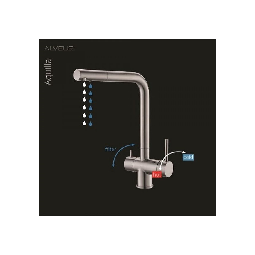 ALVEUS 1139808 - Змішувач для раковини AGUILA 33,3 см граніт/чорний