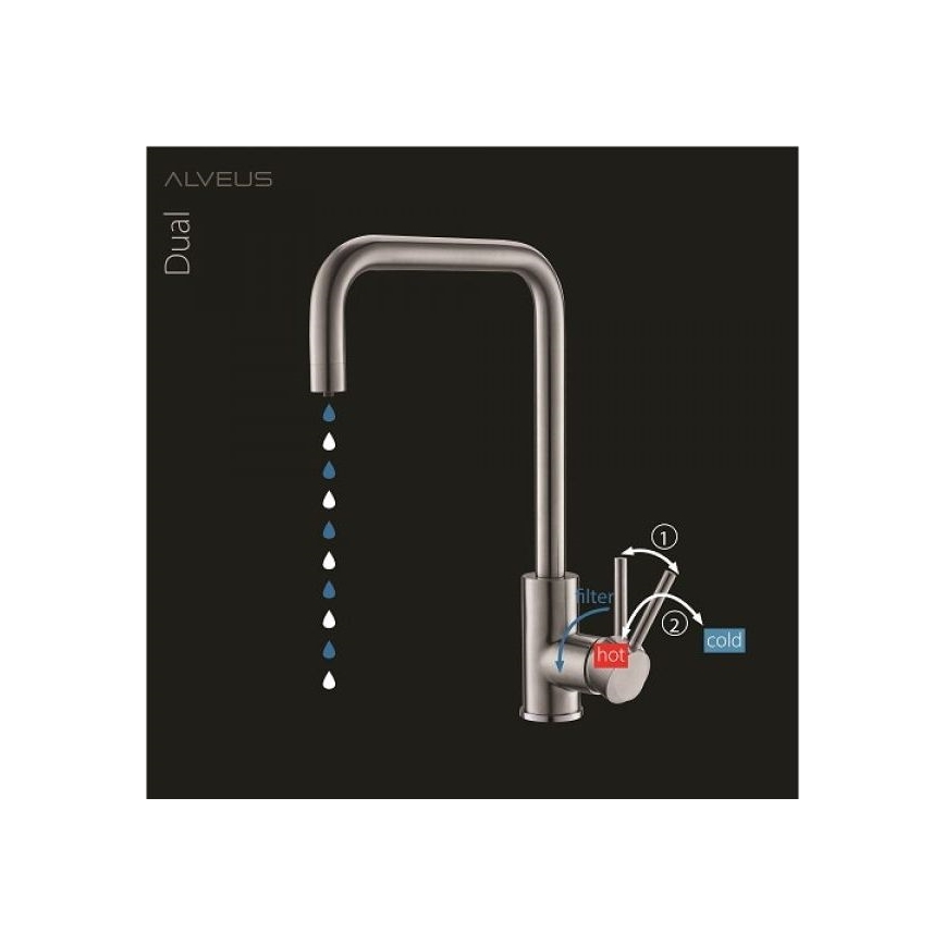 ALVEUS 1139811 - Змішувач для раковини DUAL 37 см граніт/бежевий