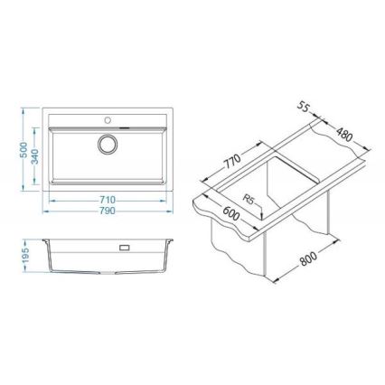 ALVEUS 1140443 - Кухонная раковина ATROX 79x50 см гранит/белый