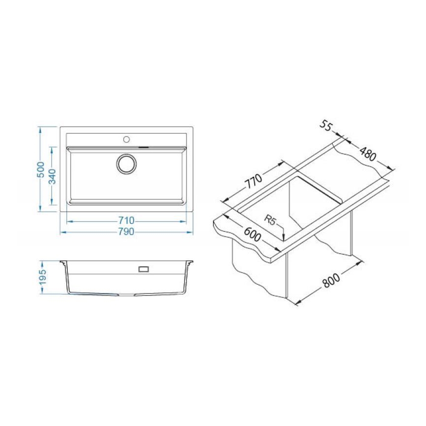 ALVEUS 1140443 - Кухонная раковина ATROX 79x50 см гранит/белый