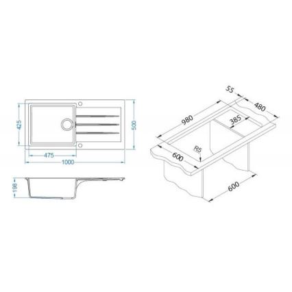 ALVEUS 1140598 - Кухонна мийка CADIT 100x50 см граніт/чорний