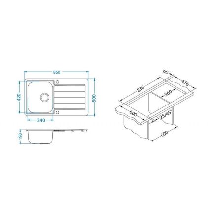 ALVEUS 1144640 - Кухонная раковина LINE 86x50 см матовая сталь/сатин, без эксцентрика