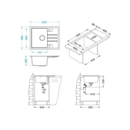 ALVEUS 1149080 - Кухонная раковина INTERMEZZO 62x48 см гранит/черный