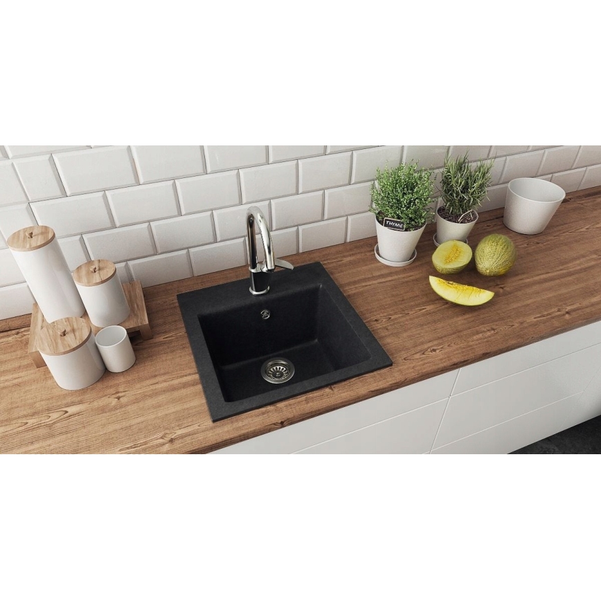ALVEUS 1149113 - Кухонная раковина GEM 50x50 см гранит/черный